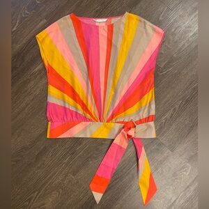 Trina Turk medium Carlsbad top with tie at waist. EUC multicolor
